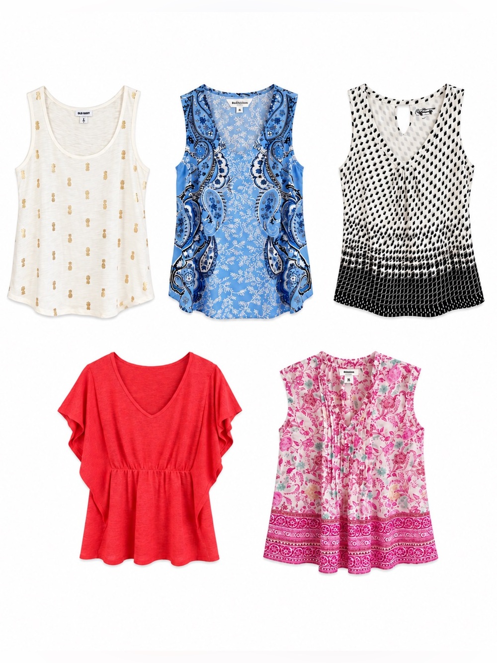 5 Piece Size Medium Sleeveless Tank Short Sleeve Top Layering Bundle – GUC